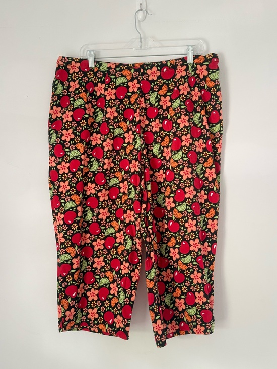 Westbound Pants - Westbound | Cropped Pants with Red Apples & Orange Floral Print